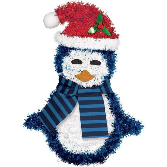 Christmas Penguin 3D Tinsel Decoration, 5.25in x 10.25in