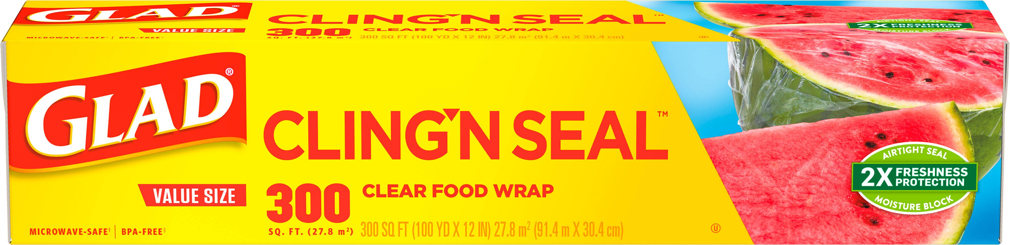 Glad Cling N Seal 300 Square Foot Roll Plastic Food Wrap