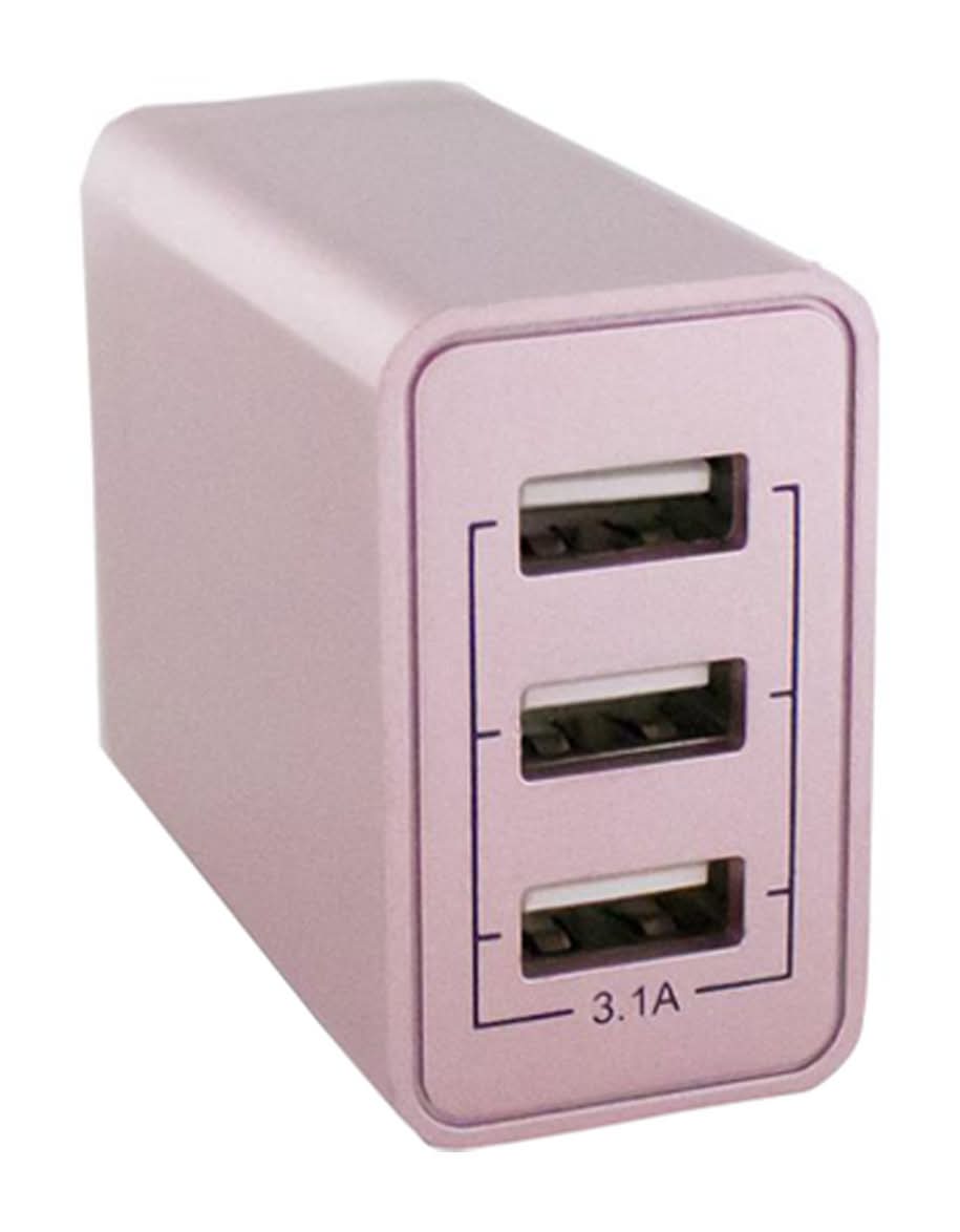 Wireless Gear 3 Port Rugged Usb Ac Charger 3.1a, Rose Gold