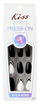 Kiss® Press-On Manicure 24-Pack Black/White Geometric