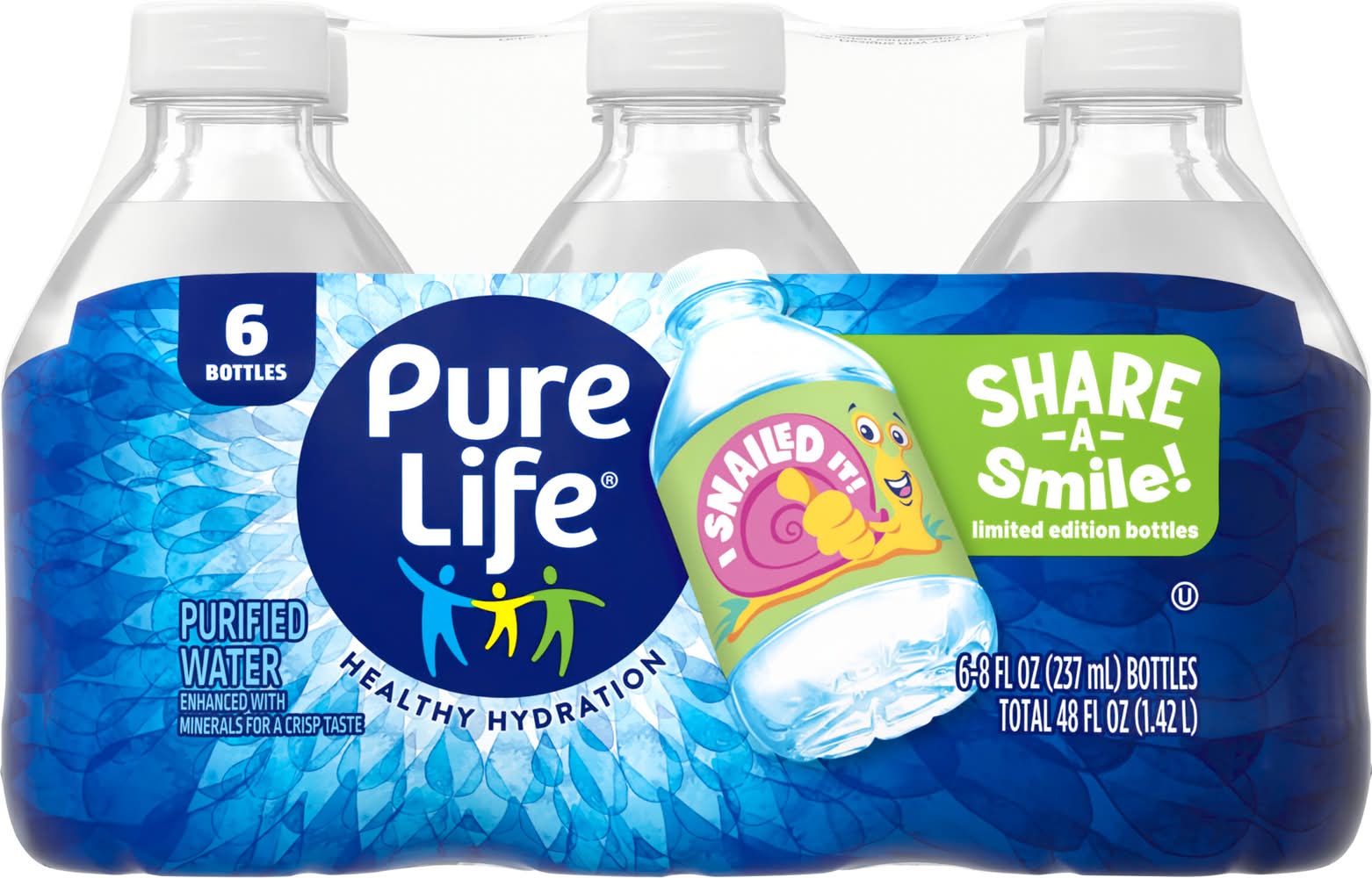 Pure Life Healthy Hydration Purified Water (6 x 8 fl oz)