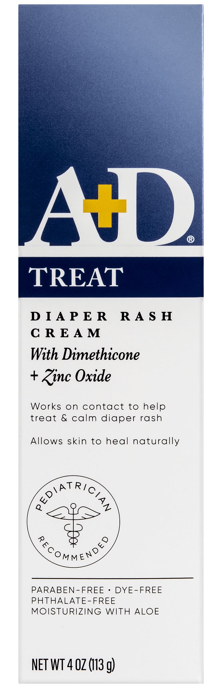 A+D Dimethicone + Zinc Oxide Treat Diaper Rash Cream (4 oz)
