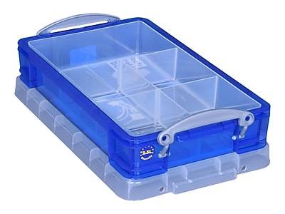 Really Useful Box 2.64 Qt. Lift Off Lid Storage Bin, Transparent Blue (2.5TB+TRAY)