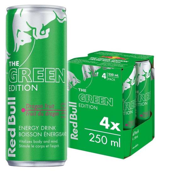 Red Bull the Green Edition Dragon Fruit Energy Drink (4 ct, 250 ml)