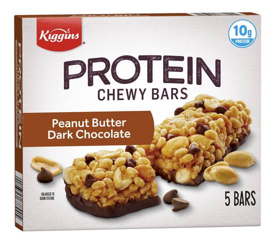 Kiggins Protein Chewy Bars, Peanut Butter -Dark Chocolate (1.42 oz, 5 ct)