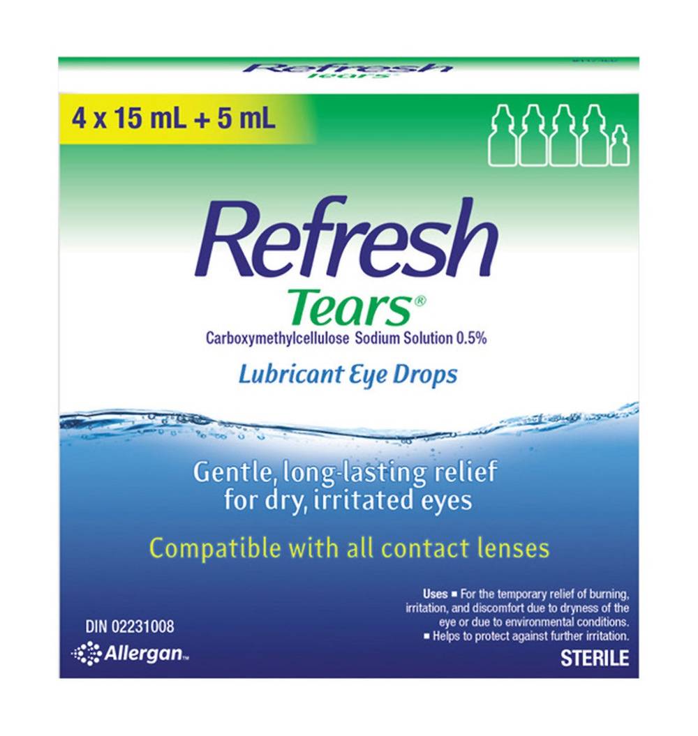 Refresh Tears - Solution Ophtalmique, 4 X 15 Ml + 5 Ml / Refresh Tears Ophthalmic Solution, 4 X 15 Ml + 5 Ml