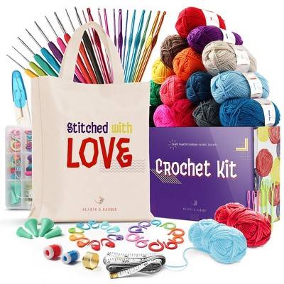 Hearth & Harbor 73 Piece Crochet Kit For Adults and Kids, Large Crochet Set for Beginners and Professionals.