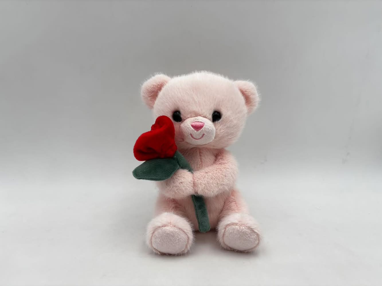 Holiday Home Bear With Rose Plush Toy, 7 in, Light Pink