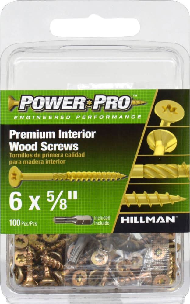 Power Pro #6 x 5/8-in Yellow zinc Interior Wood screws ( 100 -Per Box )