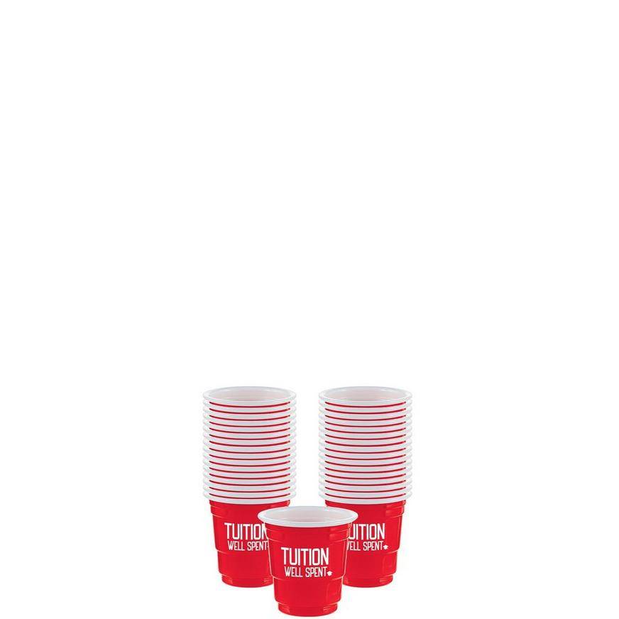 Tuition Well Spent Red Plastic Party Cup Graduation Shot Glasses, 2oz, 30ct