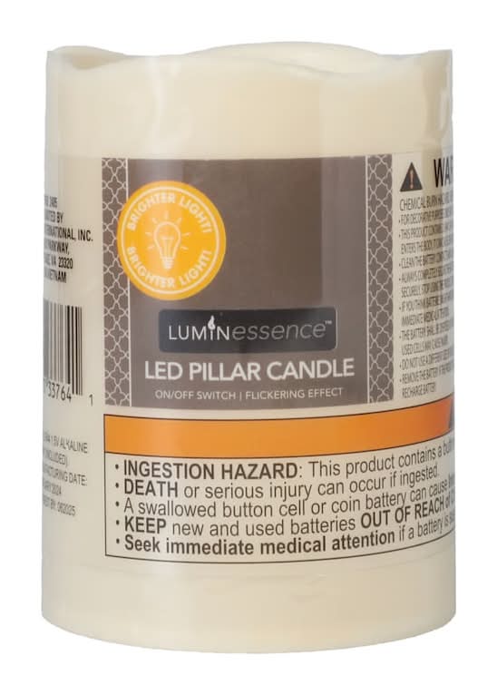 Luminessence Led Pillar Candle, 3.5 in, Off White