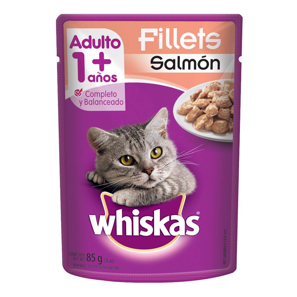 Whiskas alimento húmedo para gatos fillets salmón (sobre 85 g)