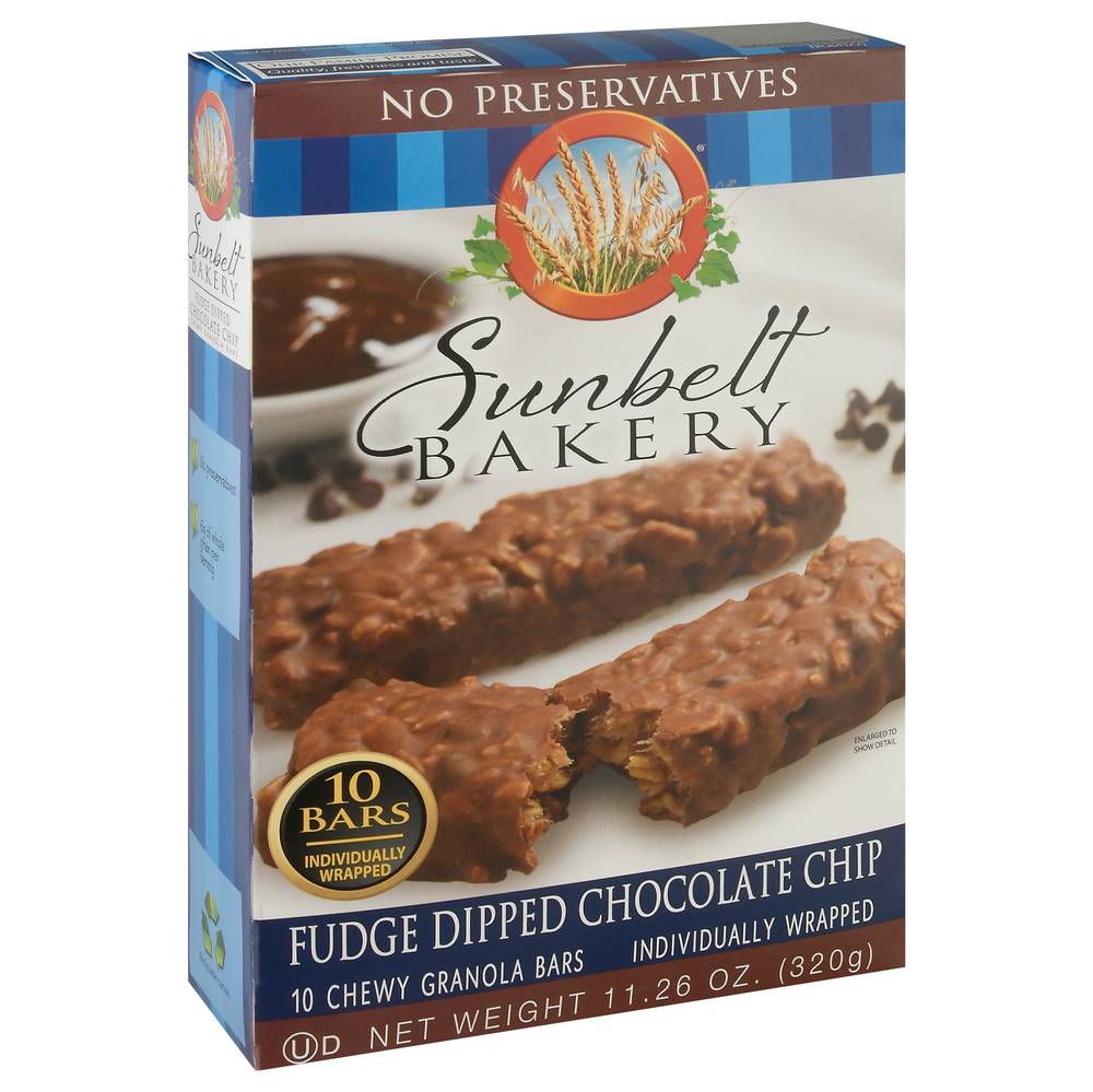 Sunbelt Bakery Fudge Dipped Chocolate Chip Chewy Granola Bars, 10 ct (11.3 oz)