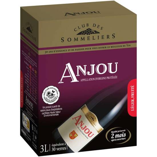 Club des Sommeliers Anjou Vin Rouge AOP Cubi 3L