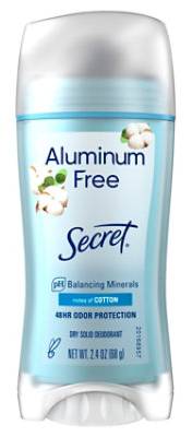 Secret Aluminum Free Cotton Deodorant - 2.4 Oz