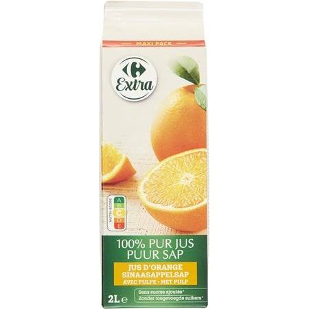 Carrefour Extra - Jus d'orange pulpée pur jus (2 L)