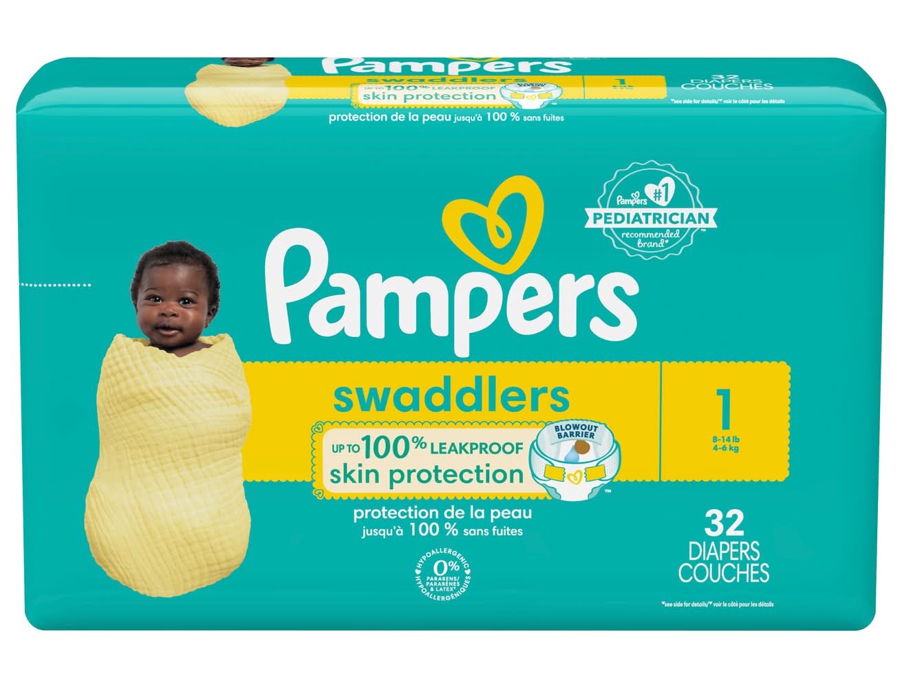Pampers Swaddlers Diapers, 1 (1.5 lbs, 32 ct)