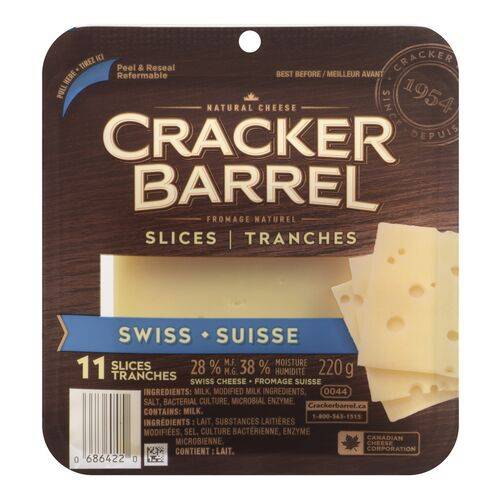 Cracker Barrel Swiss Sliced Cheese (220 g)