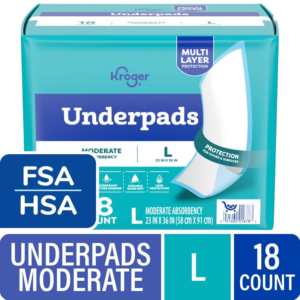 Kroger Moderate Absorbency Adult Incontinence Underpads, L (18 ct)