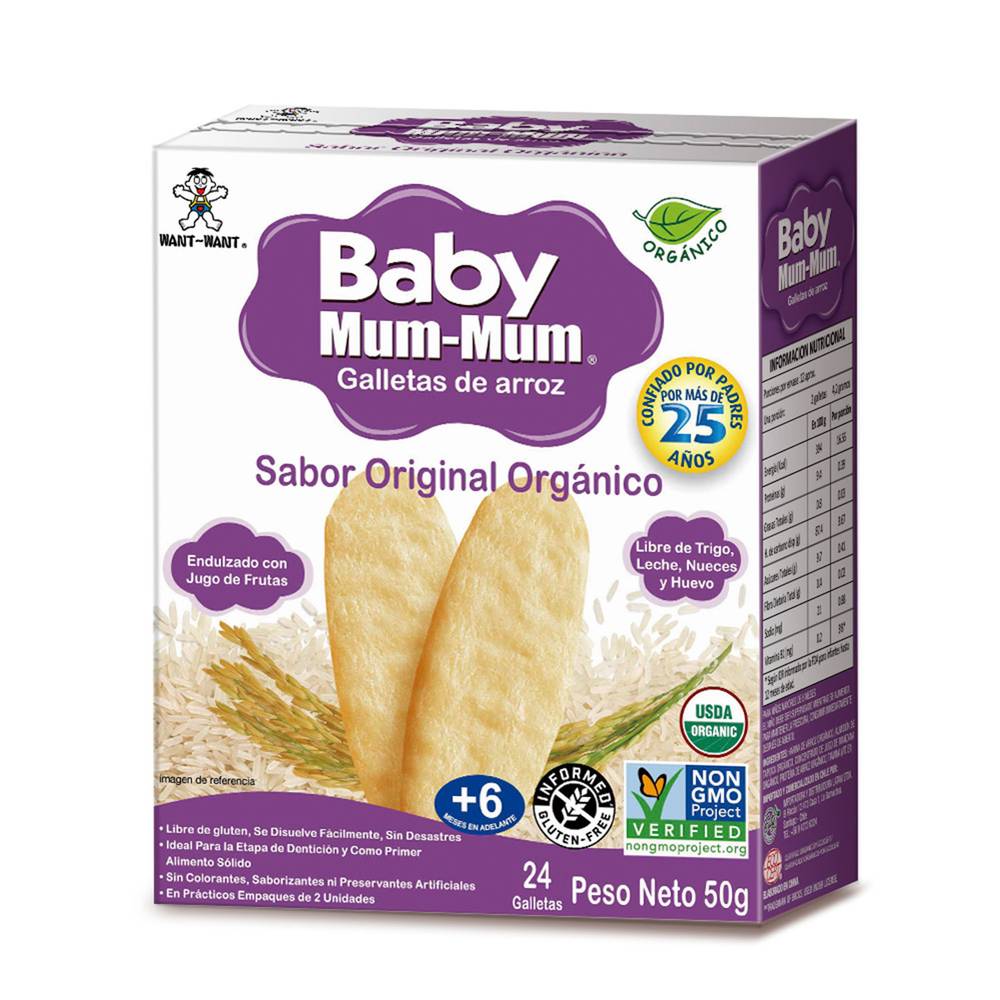 Baby mum-mum galleta de arroz para bebé sabor original (50 g)