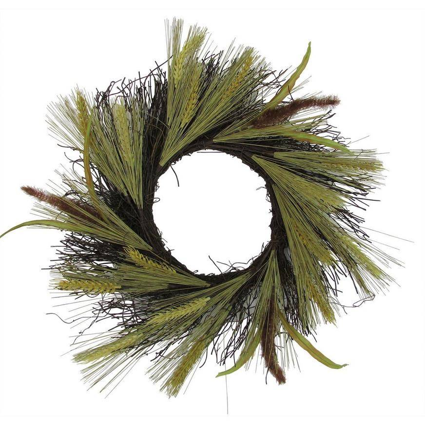 Fall Wheat Grass Wreath, 18in