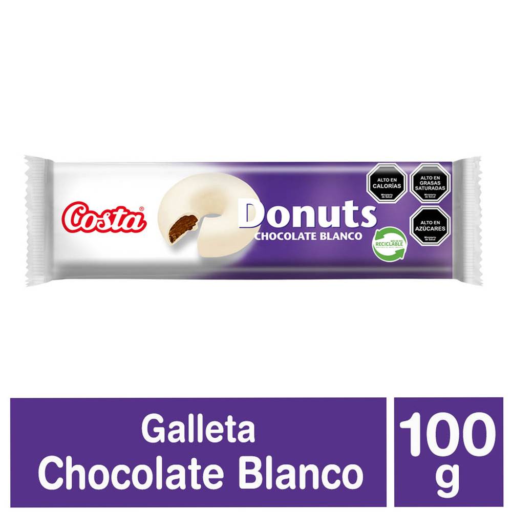 Costa galletas donuts sabor chocolate blanco (100 g)