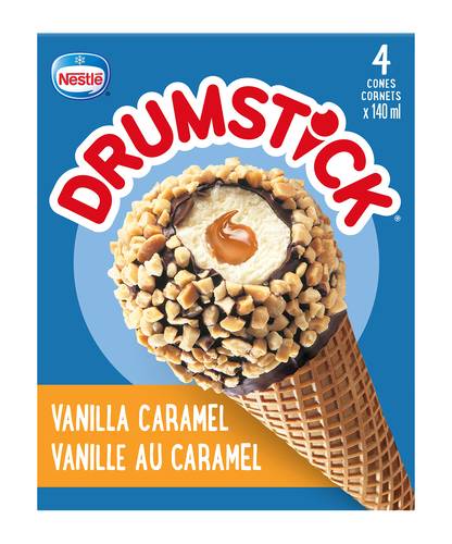 Drumstick cornets de crème glacée - ice cream cones (4 pi èces) (vanille au caramel)