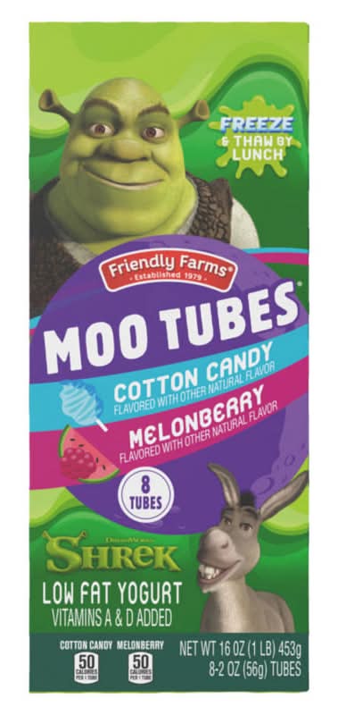 Friendly Farms Moo Tubes Lowfat Yogurt, Cotton Candy-Melonberry (8 x 2 oz)