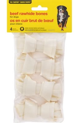 No name os en cuir brut de bœuf pour chiens - beef rawhide bones for dogs (4 unités)