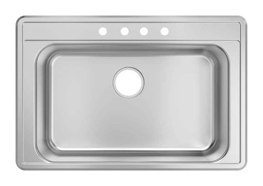Glacier Bay 33 In. Drop-In Single Bowl 20 Gauge Stainless Steel Kitchen Sink