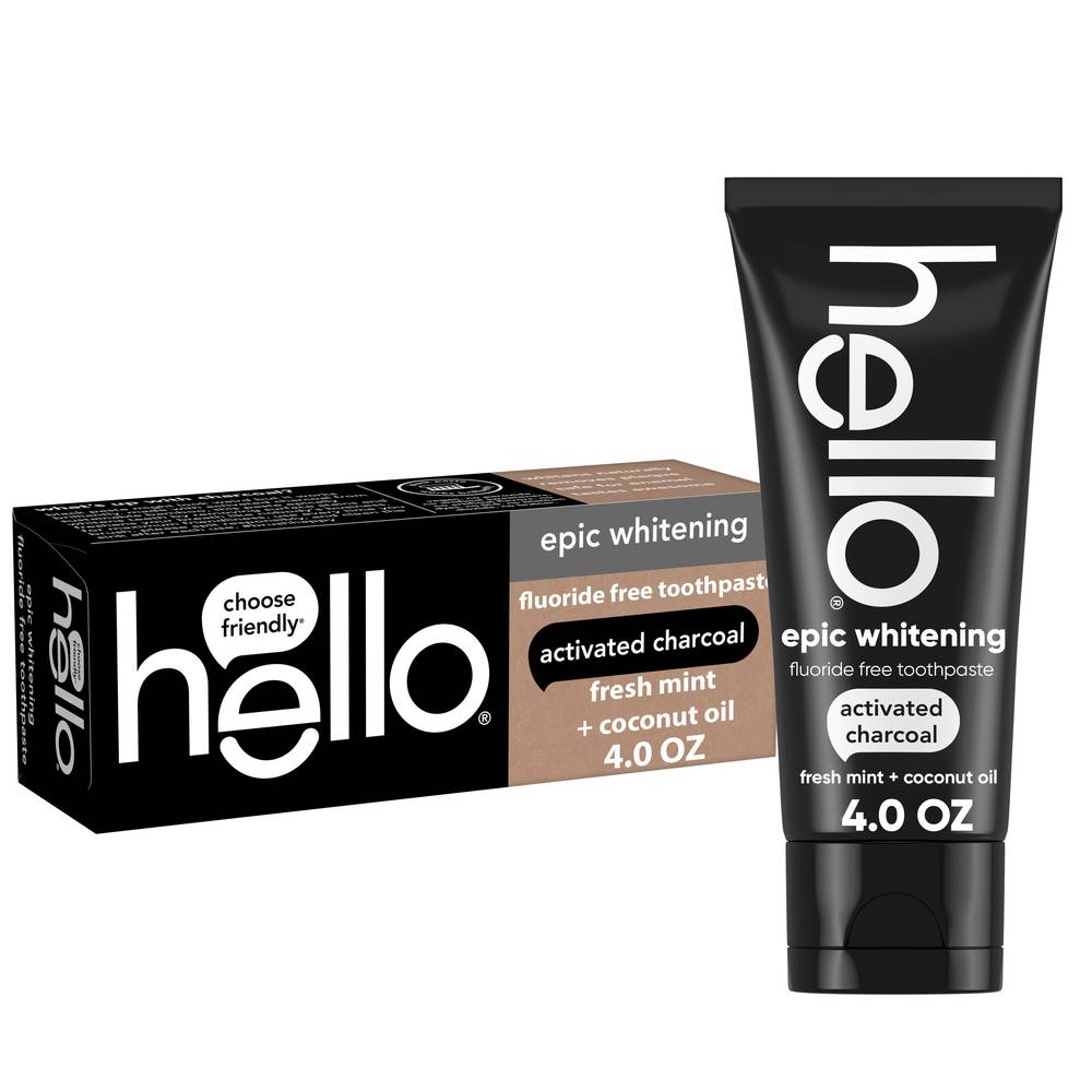 Hello Activated Charcoal Fresh Mint Coconut Oil Toothpaste (4 oz)