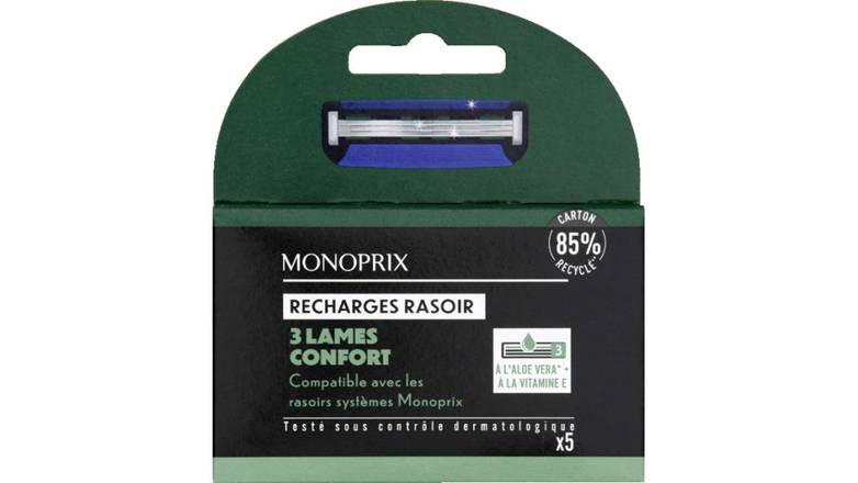 Monoprix - Recharges rasoirs système confort 3 Lames
