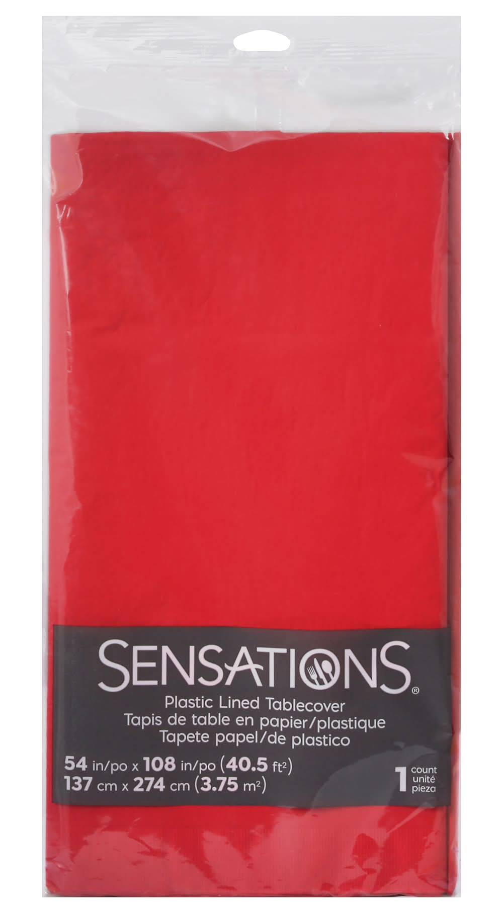Sensations Red Plastic Lined Tablecover (100 g)