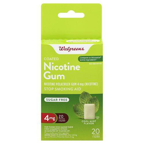 Walgreens Coated Nicotine Gum, 4mg Mint - 20.0 ea