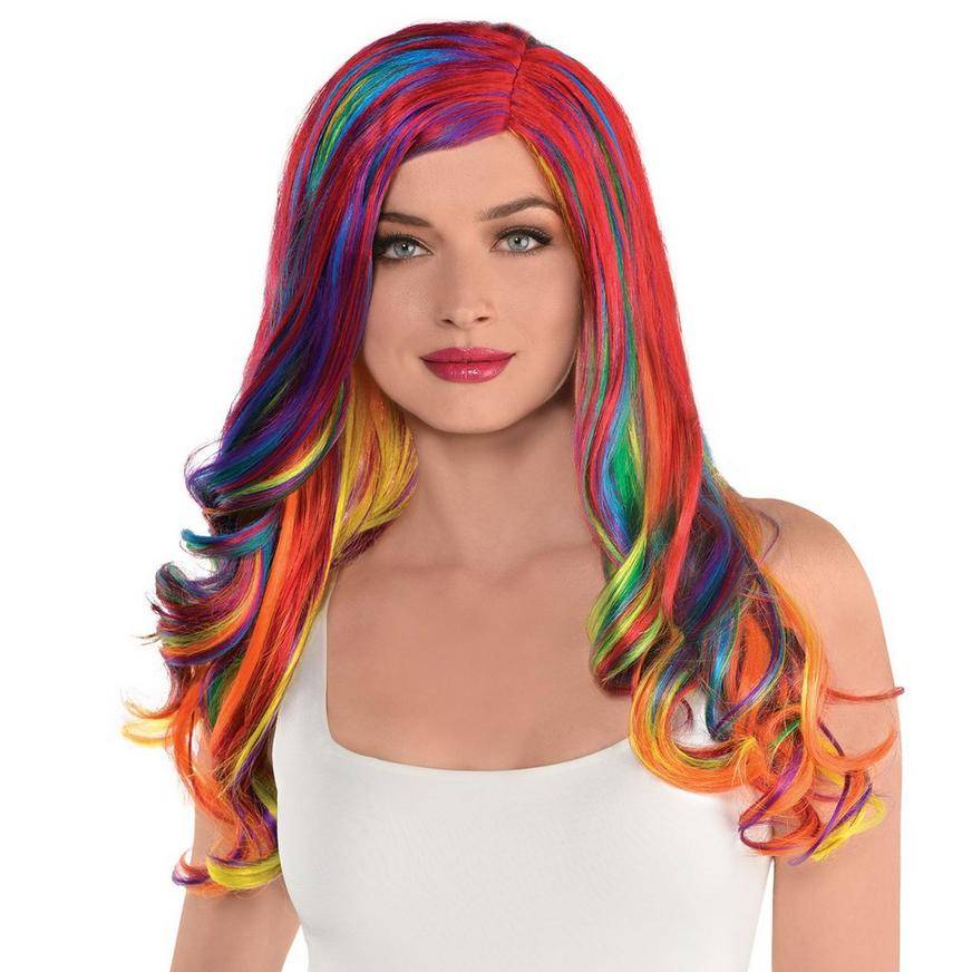 Party City Rainbow Long Glam Wig (unisex/multi)
