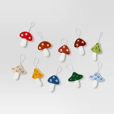 10pc Fabric Mushroom Christmas Tree Ornament Set - Wondershop™