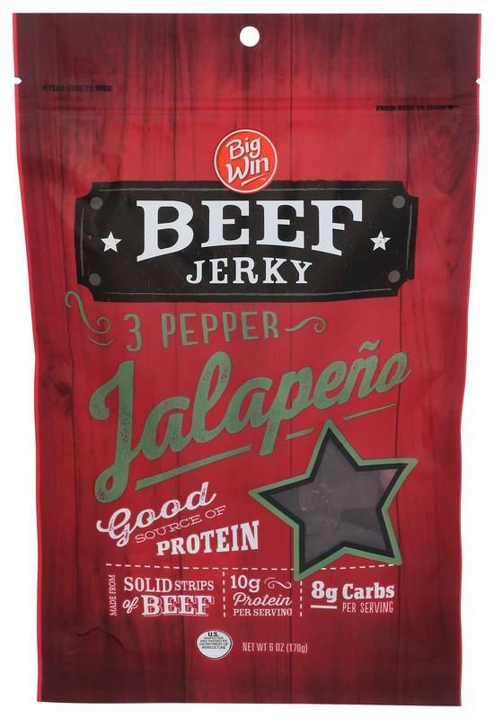 Big Win Beef Jerky 3-Pepper Jalapeno - 6 oz