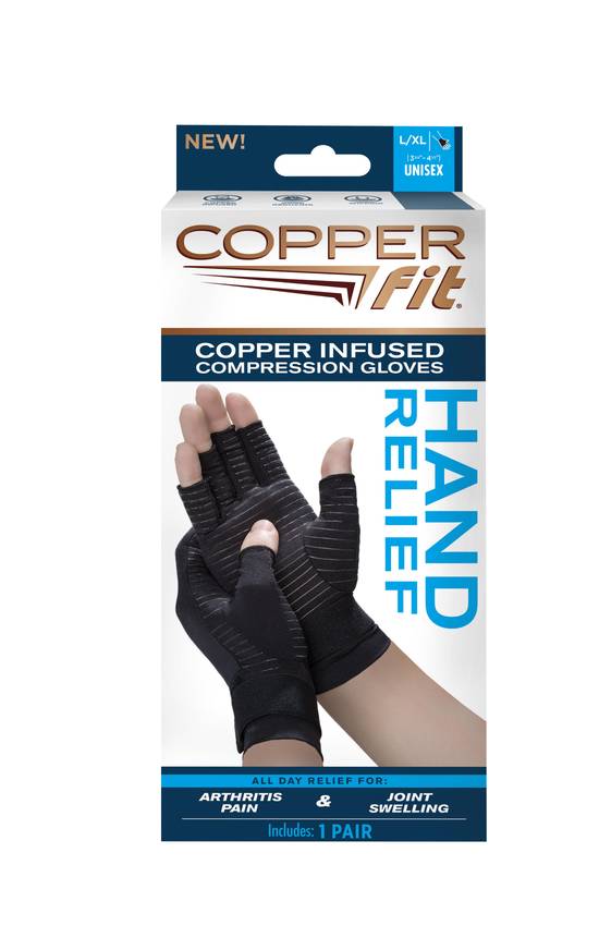 Copper Fit Hand Relief Gloves, L/XL