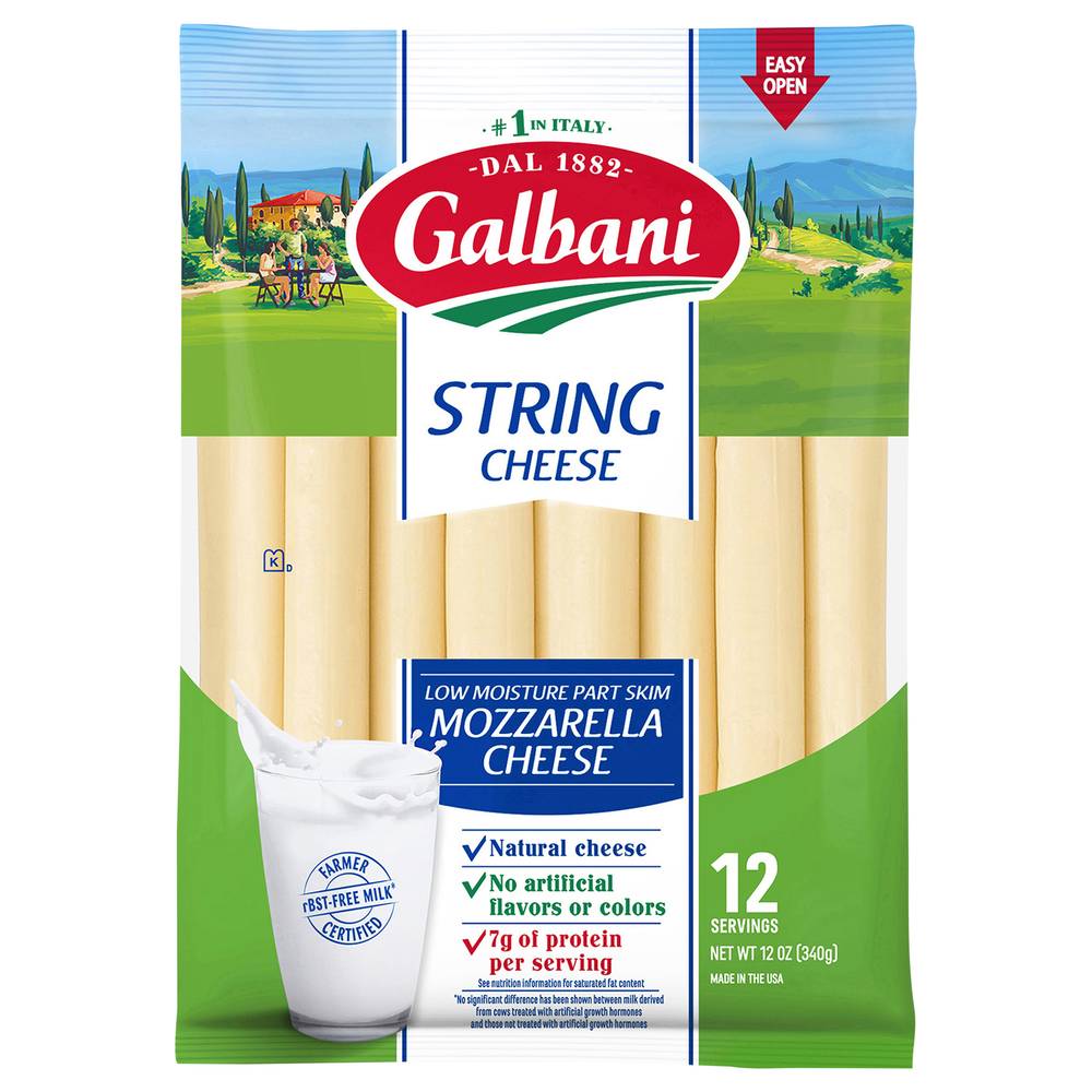 Galbani Low Moisture Part Skim Mozzarella String Cheese (12 oz, 12 ct)