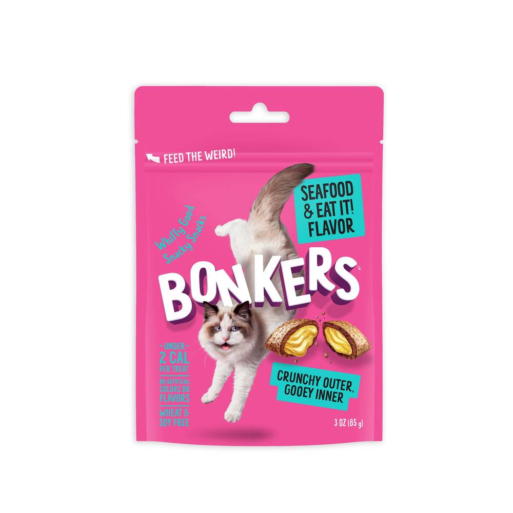 Bonkers Crunchy Cat Treats - Seafood & Eat It! (Flavor: Seafood, Size: 3 Oz)