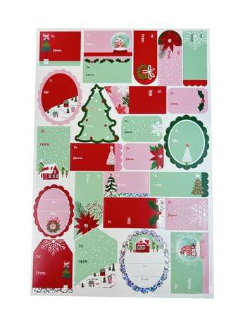 Holiday Time 7" X 10.5" White Christmas 100 Counts Sticker Gift Tags Box