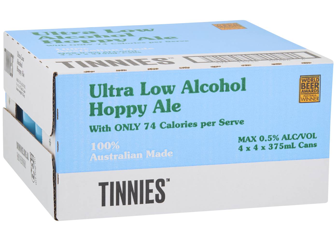 Tinnies Ultra Low Alcohol Hoppy Ale Beer (16 x 375mL)