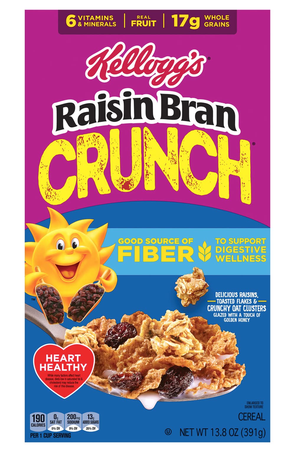 Raisin Nut Bran Crunch Cereal Breakfast Family Size (13.8 oz)