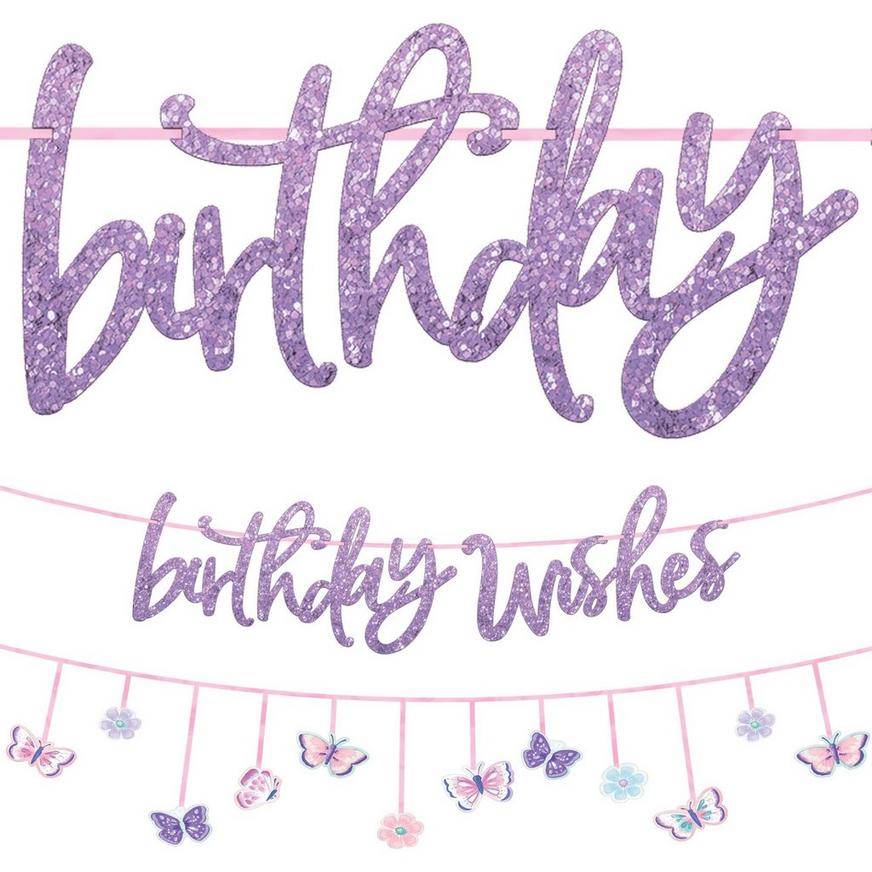 Party City Glitter Birthday Wishes Flutter Banners (female/multi)