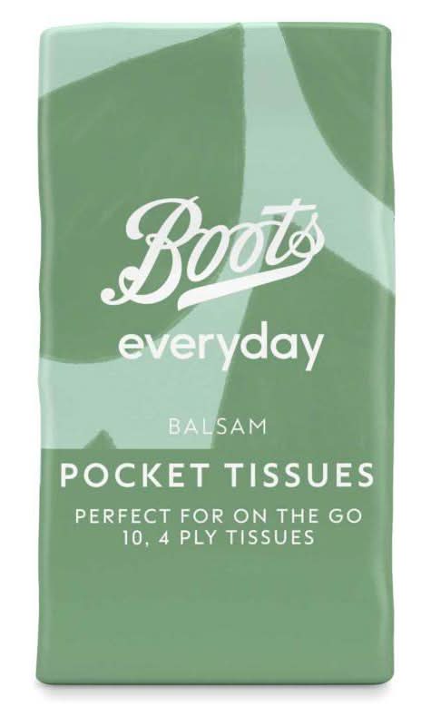 Boots 217mm x 205mm, Everyday Balsam Pocket Tissues (10 pack)