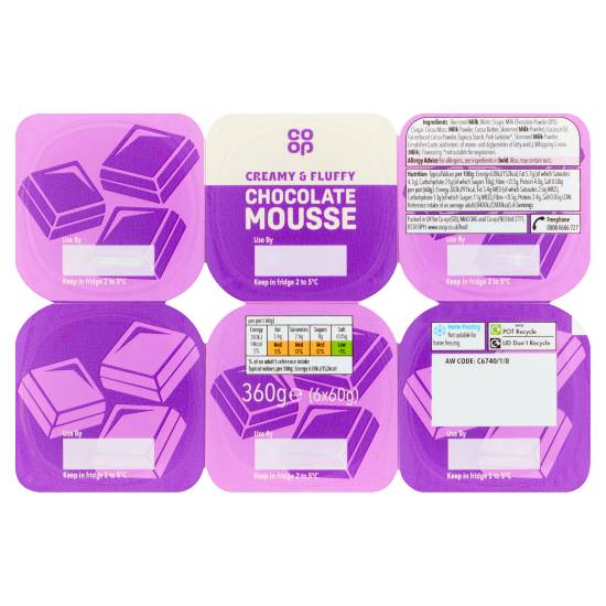 Co-Op Chocolate Mousse 6x60g