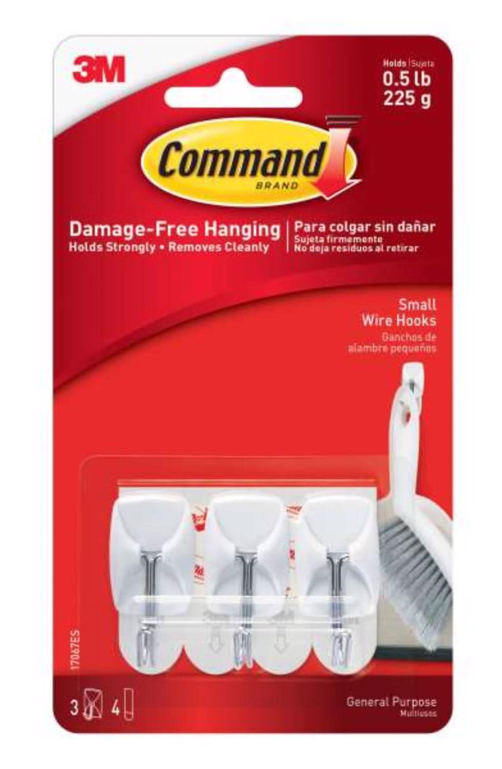 3M Command Small Plastic Wire Hooks 1.625 In. L 3 Pk