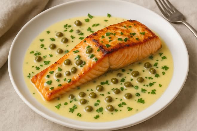 Salmón en Salsa de Alcaparras