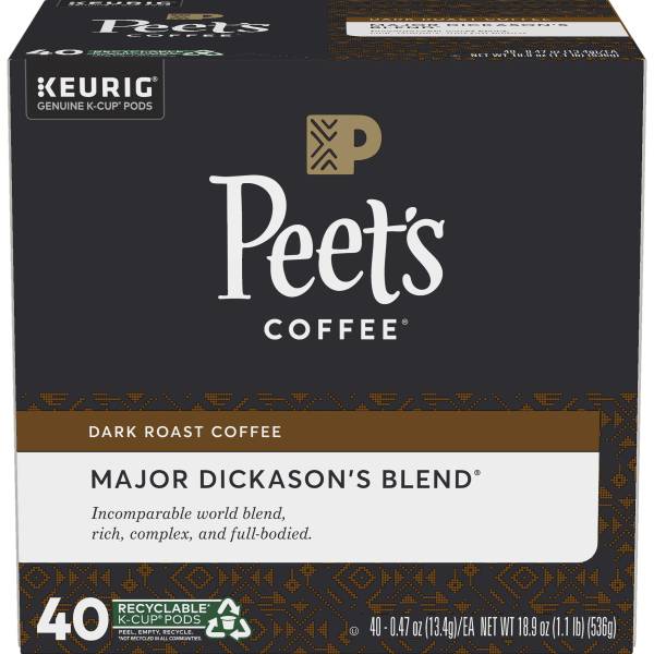 Peet's Coffee Major Dickason's Blend Dark Roast K-Cup Coffee Pods (40 pack, 0.47 oz)