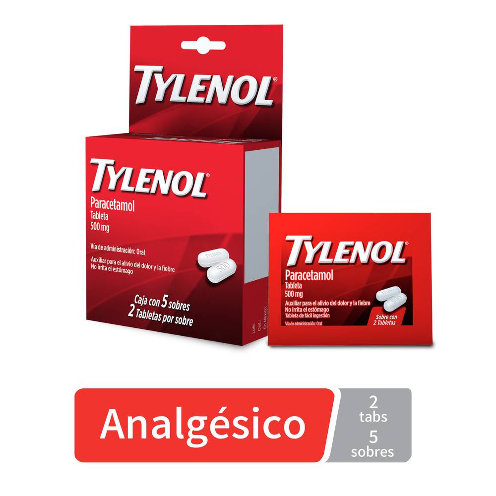 Tylenol paracetamol tabletas 500 mg (2 piezas)